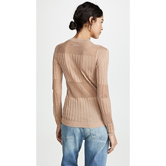 J Brand Sweaters - $248 NEW J BRAND Womens XS Sheer Ribbed Knit Crew Neck METALLIC GOLD Tan Sweater